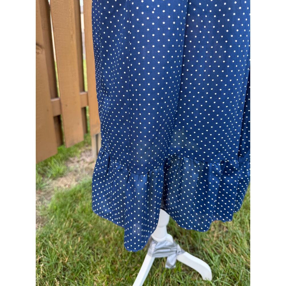Vintage Navy Polka Dot Dress New Raves - Picture 4 of 9